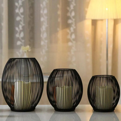 Mediterranean Iron Birdcage with LED Candle Decor