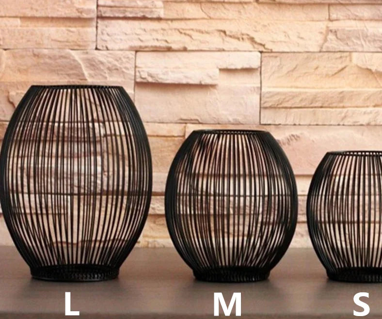 Mediterranean Iron Birdcage with LED Candle Decor